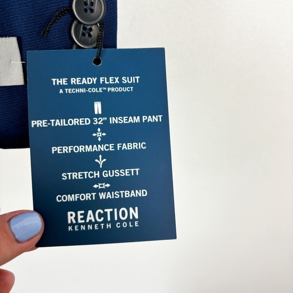 NWT Reaction Kenneth Cole Navy Blue Two Piece Suit Set Sz - Picture 7 of 14